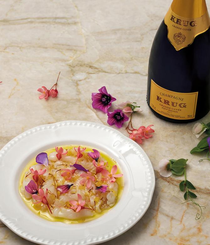 Krug x Flower food pairing by Chef Josh Emett