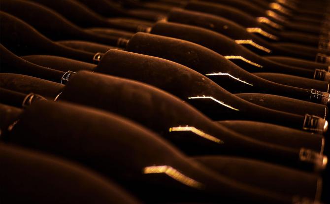 Bottles in the Krug cellars